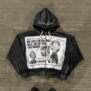Completo da Uomo con Felpa con Zip e Pantaloni della Tuta Larghi Personalizzati, Esentasse negli Stati Uniti, con Applicazioni di Strass, Ricami, Stampa Serigrafica ed Effetto Sbiadito dal Sole - Product Image 2