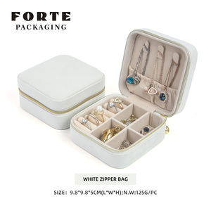 Boîtes à bijoux de voyage en cuir personnalisées FORTE pour rangement et présentation de colliers, bagues, pendentifs, boucles d'oreilles, avec logo inclus, organisateur - Product Image 4