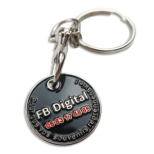 Tùy chỉnh thiết kế kim loại Keyring siêu thị kim loại in ấn Giỏ mua hàng Chip Xe đẩy mã thông báo đồng xu Keychain vòng chìa khóa - Product Image 2