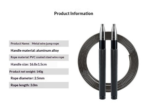 Cuerda de saltar autoblocante de alambre de acero para fitness, deportes, adultos, carreras y examen de admisión escolar, con mango de aleación de aluminio de doble rodamiento - Product Image 3