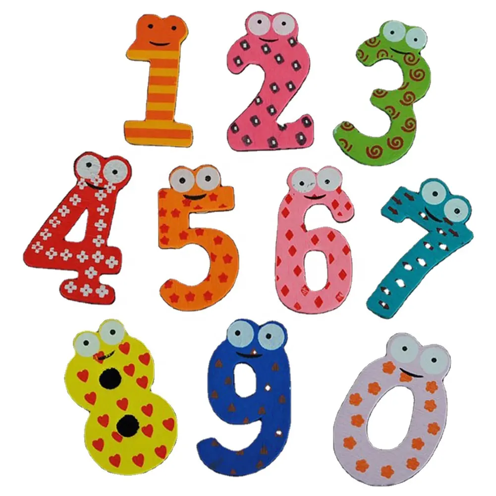 ألعاب تعليمية على شكل أرقام كرتونية لعبة ثلاجة خشبية مغناطيسية للأطفال حامل رسائل للمنزل
