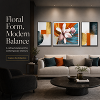 Ensemble de trois tableaux muraux floraux roses en aluminium, style Art déco botanique, pour salon, chambre, hôtel, intérieurs modernes