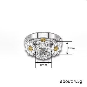 Anello con fiore di margherita per donna, gioiello da dito fresco ed elegante alla moda - Product Image 4