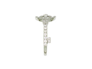 18K White Gold Diamond-Encrusted Floral Key Motif <b>Open</b> <b>Ring</b> Luxury Statement Jewelry For Women - Product Image 2