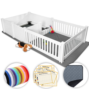 Caja de Parto Petpumpkin para Perros de Raza Grande con Barandillas, Tapete Lavable de 42x42 Pulgadas, 12 Collares y 3 Tablas de Crecimiento - Product Image 1