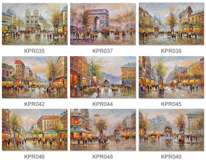 Decoración para sala de estar acrílico hecho a mano ciudad francesa paisaje romántico texturizado arte de pared pintura de edificio 3D - Product Image 6