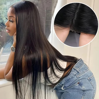 Cheveux brésiliens pré-coupés sans colle, lisses comme des baguettes, 40 pouces, pour perruque, densité 200%, noir naturel, 100% cheveux humains pour femmes