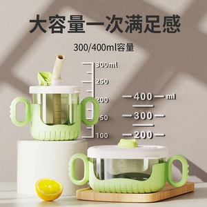 Juego de vajilla para niños, tazón para comida de bebé, tenedor, cuchara, taza con asa, taza con pajita, juego de 4 piezas para mayores de 6 meses - Product Image 1