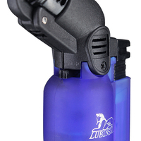 Briquet torche électrique portable en plastique noir PE, coupe-vent, rechargeable au butane, flamme réglable, allumage par bouton