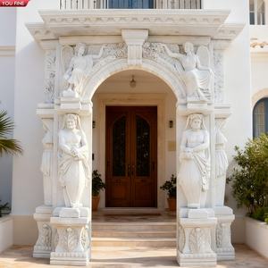 Arche d'entrée sculptée en marbre beige YOUFINE avec statues <span class=keywords><strong>de</strong></span> Caryatides, <span class=keywords><strong>portail</strong></span> décoratif <span class=keywords><strong>de</strong></span> luxe pour villa et propriété - Product Image 4