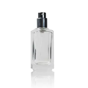 Wholesale empty ODM OEM clear high quality square glass perfume bottle 25ml 50ml 100ml