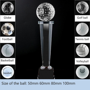 Wz कारखाने थोक के 9 कस्टम 3 डी लेजर उत्कीर्ण पर्यावरण के अनुकूल 250 मिमी गोल्फ बॉल ट्रॉफी प्रीमियम क्रिस्टल ग्लास शिल्प स्मारिका - Product Image 3