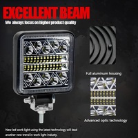 Phare LED carré rond de 4 pouces avec projecteur DRL blanc et ambre pour camion tout-terrain SUV