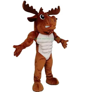 专业定制圣诞动物鹿动力肌肉驼鹿吉祥物服装成人