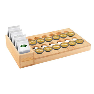 Wooden Coffee Pod Holder Storage Basket Kitchen Coffee Station Organizer Countertop Coffee Teabag Rack
