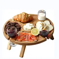 Kostenlose Probe Holz kleinen klappbaren Picknick tisch im Freien tragbaren Weint isch für romantische Abendessen Strand Camping Konzerte