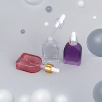 Bouteilles compte-gouttes en verre écologiques personnalisées 15/30 ml, carrées et plates, à fond épais, givrées mates pour cosmétiques