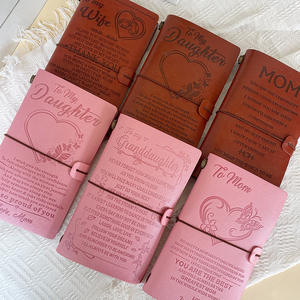 Carnet de notes A6 vintage en cuir PU avec logo gaufré et reliure cousue – Cadeau idéal pour fille, papa, maman - Product Image 5