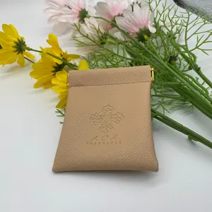 Custom Gold Stamp Logo Waterproof PU Leather Women Travel Cosmetic Coin Jewelry Bag Dust Leather Pouch With Closed Magnet