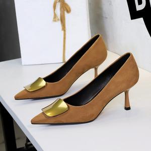 Chaussures en résille antidérapantes à lacets pour femmes, à talons bas ou hauts, style bout peu profond et pointu, sexy, pour banquets et mode - Product Image 5