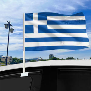Fabricants en gros personnalisé 12*18 pouces 100% polyester drapeau de voiture durable drapeau de voiture <span class=keywords><strong>grec</strong></span> personnalisé - Product Image 2