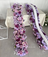 Ensemble de décoration de chemin de table en fleurs artificielles en soie bleue, rose, pour arche de fond, centre de table pour mariage