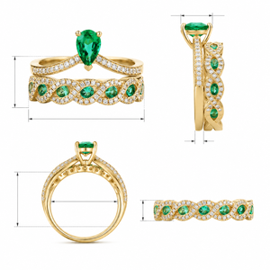 Set di anelli con corona verde per donna, anello da dito minimalista alla moda - Product Image 5