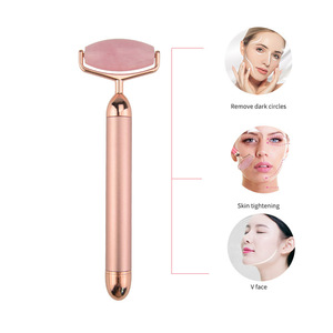 2020 monde meilleur vente produits jade rouleau facial soudé pierre naturelle quartz rose rouleau électronique - Product Image 2
