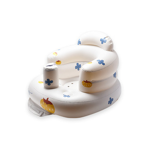 Baby Learning Chair <b>Inflatable</b> <b>Sofa</b> Strawberry Orange Pattern 1-2 Years High Chair Foldable Modern Minimalist Style - Product Image 5