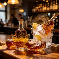 Bouteille de vin en verre vide de luxe personnalisée de 50 ml, 100 ml, 250 ml, en forme de feuille d'érable, avec design sculpté
