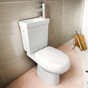 Lavabo de inodoro de dos piezas de doble descarga de cerámica moderna europea Sanita Compacta para baño lavabo drenaje P-Trap - Product Image 1