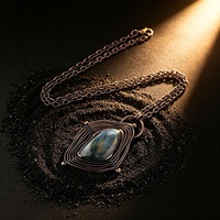Collier pendentif en labradorite de style vintage, tissé à la main en forme d'araignée, plaqué en bronze antique, cadeau de fête pour femmes