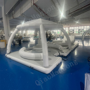 Plate-forme <span class=keywords><strong>gonflable</strong></span> de dock de chaise longue de flotteur de lac de nénuphar de Aqua Bana avec des nuances de tente - Product Image 4
