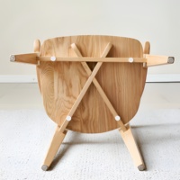 Tabouret rond en rotin en bois de frêne blanc de Style Wabi-Sabi Chaise Design nordique Petit appartement Dossier incurvé Chaise en bois massif simple