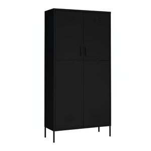 Armoire en acier noir 35,4x19,7x70,9 pouces, porte à panneau plat, design industriel, meubles de chambre à coucher - Product Image 1