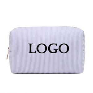 Nouvelle trousse de maquillage en toile grande capacité avec logo personnalisé, sac de rangement portable en velours côtelé pour soins de la peau et articles de toilette, style tendance, en stock - Product Image 6