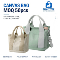Tas Tote Kanvas Serbaguna BunnyTote Motif Huruf MOQ100 Katun Organik Daur Ulang Tas Belanja Modis Dapat Digunakan Kembali