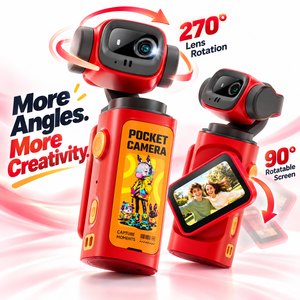 Videocamera Portatile per Bambini, Ricaricabile USB-C, Fotocamera Tascabile con Gimbal, Piccola Videocamera per Bambini - Product Image 1