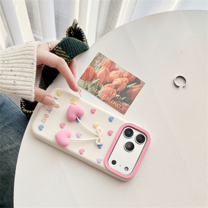เคสโทรศัพท์มือถือซิลิโคน 3 มิติ ลายหัวใจน่ารักสำหรับสาวๆ สำหรับ iPhone 17 16 15 14 Pro Max  วัสดุยาง ป้องกันด้านหลัง - Product Image 4