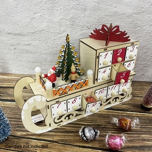 Calendario dell'Avvento in Compensato Tagliato al Laser con 24 Cassetti Decorazione Natalizia Scena Innevata con Luci LED per <span class=keywords><strong>la</strong></span> <span class=keywords><strong>Vigilia</strong></span> <span class=keywords><strong>di</strong></span> <span class=keywords><strong>Natale</strong></span> - Product Image 1
