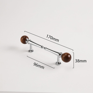 Vintage Solid Walnut Wood Brass <strong>Knobs</strong> Handles Hotel Furniture Wardrobe Cabinet <strong>Door</strong> Drawers Spherical Handles Pulls - Product Image 6