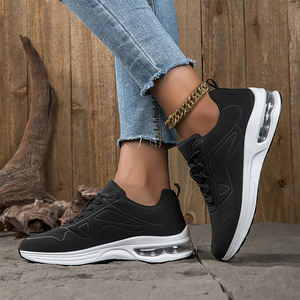 Chaussures de course sur route minimalistes pour femmes, baskets de jogging, chaussures de course sur piste, coussin d'air, tissu extensible, maille respirante, basses, à lacets - Product Image 6