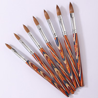 Pinceaux professionnels pour nail art en poils de Kolinsky, manche en bois, virole sertie, pour poudre acrylique, différentes tailles américaines # 8-20