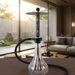 Global Sourcing Cachimba Aeronáutica con Grabado Láser, Base de Vidrio Estriado, Kit de Narguile de Una Sola Manguera con Carbón - Product Image 2