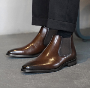 Bottines <span class=keywords><strong>vintage</strong></span> taille 48 pour hommes, bottines Chelsea pour hommes, style classique, cuir PU de haute qualité, chaussures confortables - Product Image 5