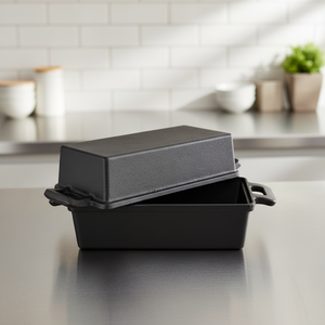 Ensemble de 2 moules à <span class=keywords><strong>pain</strong></span> en fonte écologiques et durables avec couvercle pour la cuisson des plats et des gâteaux - Product Image 2