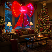 Grand nœud de Noël gonflable rouge avec lumières LED pour la décoration extérieure de la cour, énorme nœud lumineux gonflable pour les fêtes de fin d'année
