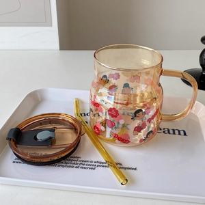 Vaso de Vidrio de 600 ml (20 oz) con Diseño de <span class=keywords><strong>Panda</strong></span> de Dibujos Animados, Vaso de Agua o Leche de Vidrio de Borosilicato Alto con Tapa de Sellado de Silicona y Asa - Product Image 5