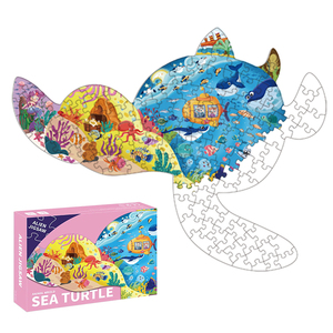 Rompecabezas de 136 Piezas con Forma de Tortuga Marina, Color Personalizado, Dibujos Animados, Juguete Educativo para Niños en Caja de Regalo con Póster de Referencia - Product Image 1