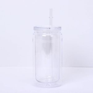 Gobelet Mason en plastique transparent à double paroi de 16 oz avec paille intégrée, idéal pour le camping et la salle de sport, écologique, de qualité alimentaire et robuste - Product Image 3